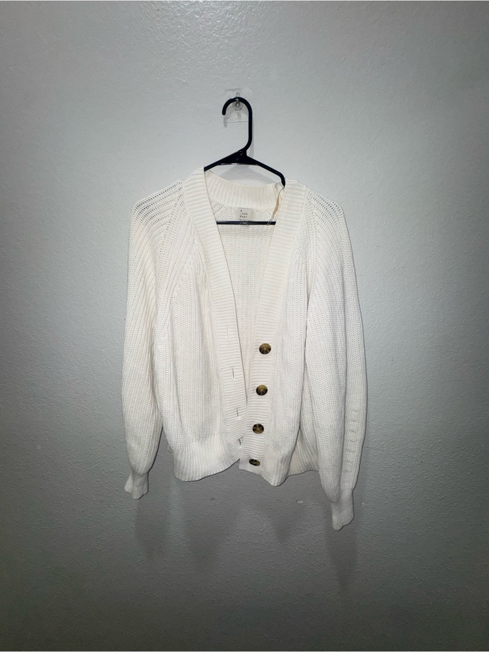 a new day Cream Button-Front Ribbed Cardigan Sweater